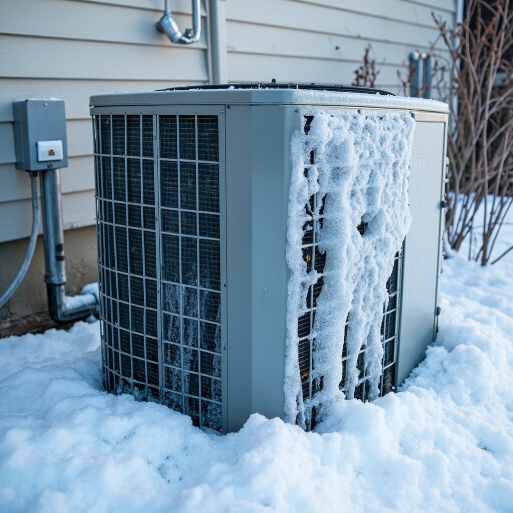 Heat pump outdoor unit with frost buildup